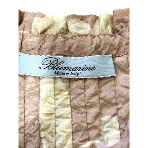 Blumarine Womens Pleated Dress Pink Floral Print Silk Blend Italy Size 42 / US 6 - Picture 4 of 10